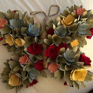 Handmade butterfly rolled wood shaving   door wreath or wall decoration